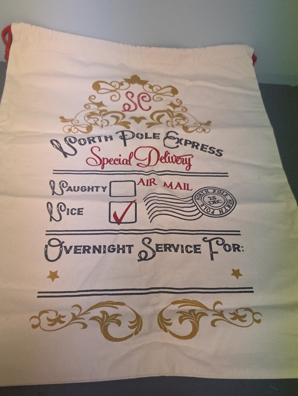 North Pole Express 'Special Delivery' White Canvas Gift Sack by